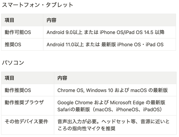 TerraTalk対象OS、ブラウザ-1